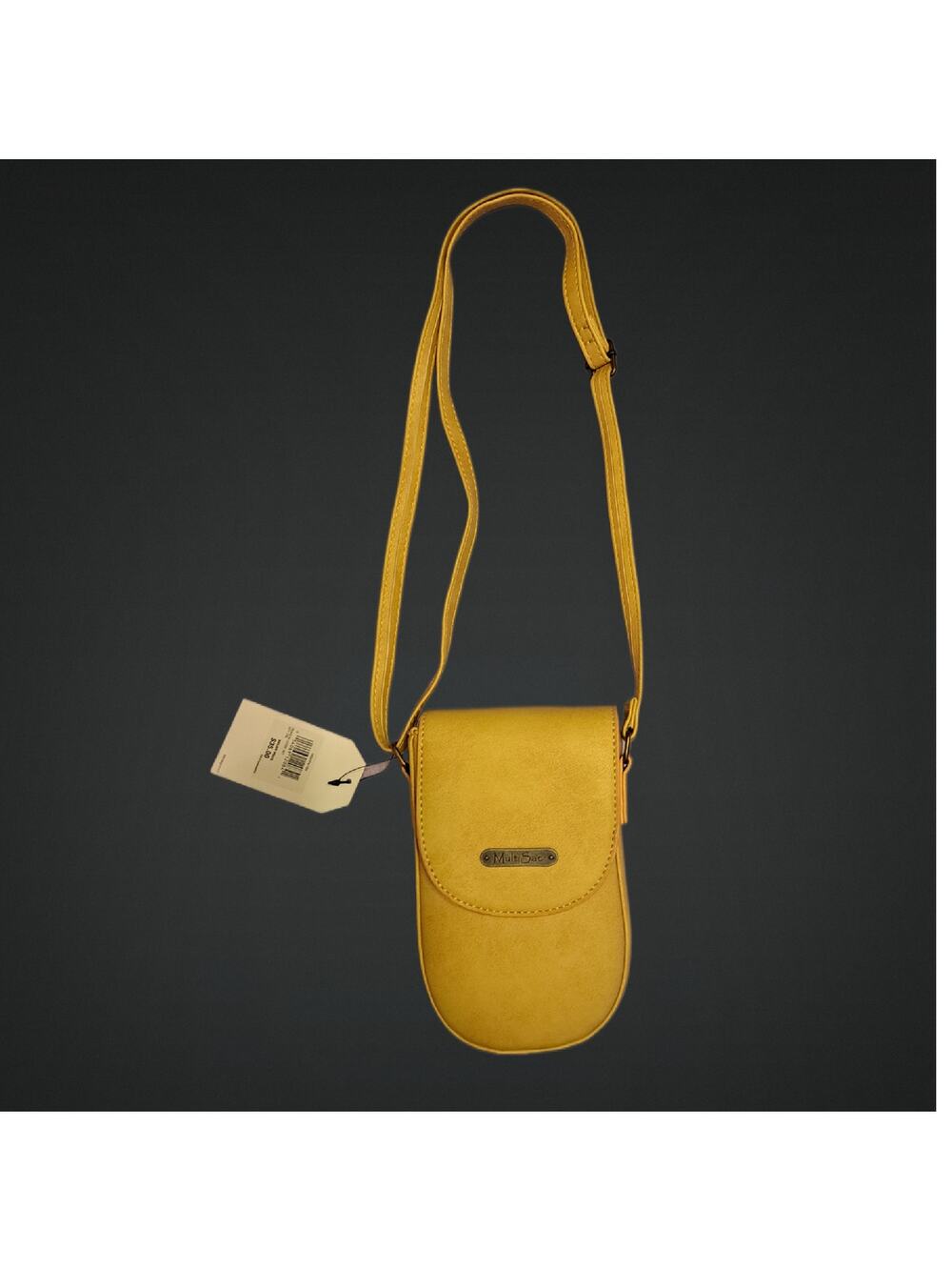 Womens Multisac Small Yellow Crossbody Bag with Snap Closure